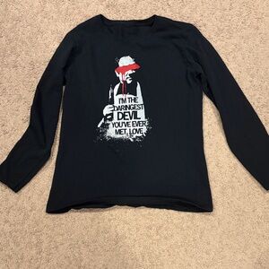 Crowley from Supernatural Black Graphic Long Sleeve Tee